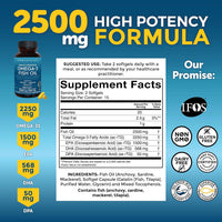 Triple Strength Omega 3 Fish Oil Supplement - 2500 Mg Fish Oil with Re-Esterifie