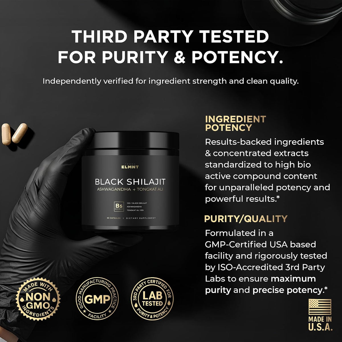 100X Strength Black Shilajit for Men W. 10% Tongkat Ali & Ashwagandha | High Potency Himalayan Shilajit Capsules, Ultra Pure Resin 60% Fulvic Acid - Male Enhancing Supplement Natural Test Booster