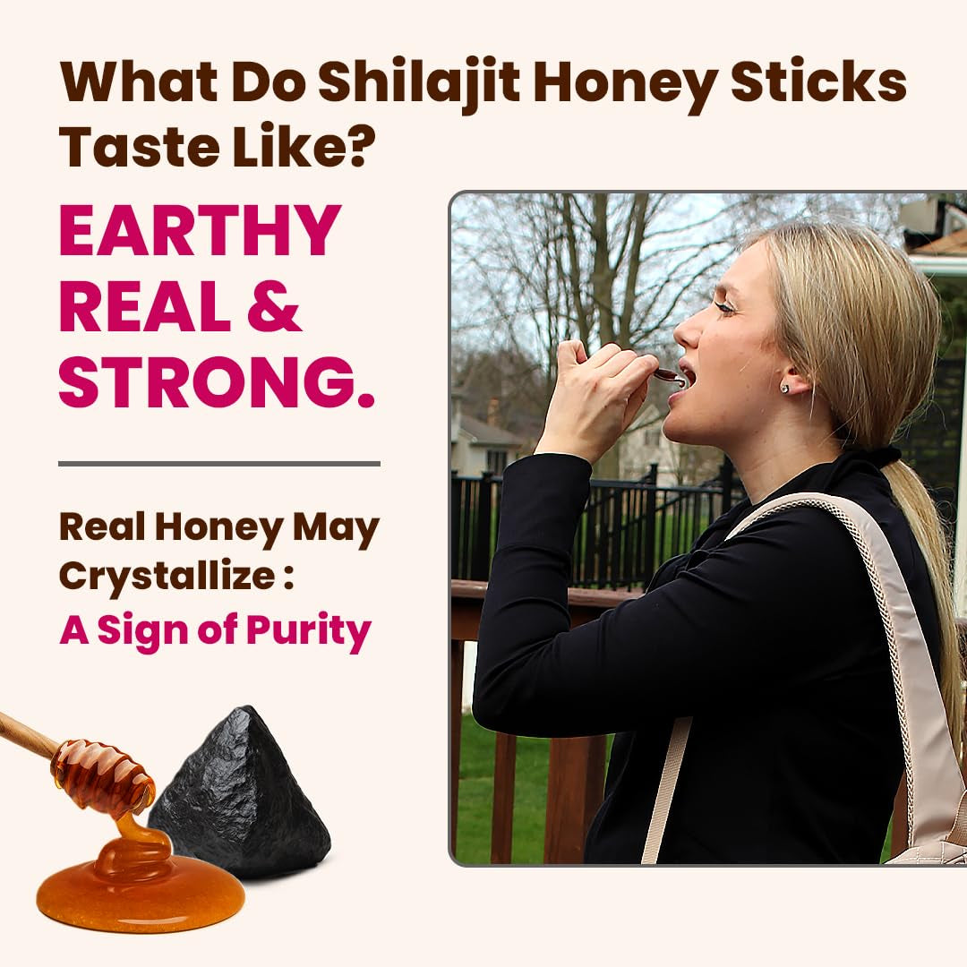 Shilajit Honey Sticks for Women, Shilajitfor Her - Shatavari & Saffron for Hormonal Balance & Energy 12 Sticks – Strawberry | 75%+ Fulvic Acid, 85+ Trace Minerals | Lab Tested