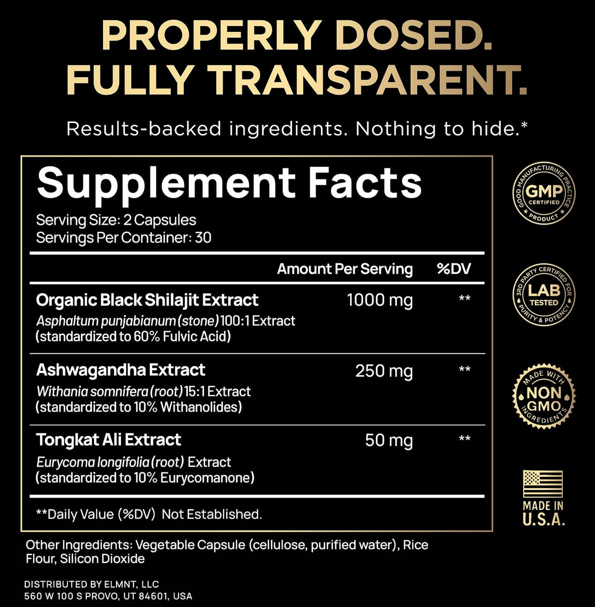 100X Strength Black Shilajit for Men W. 10% Tongkat Ali & Ashwagandha | High Potency Himalayan Shilajit Capsules, Ultra Pure Resin 60% Fulvic Acid - Male Enhancing Supplement Natural Test Booster