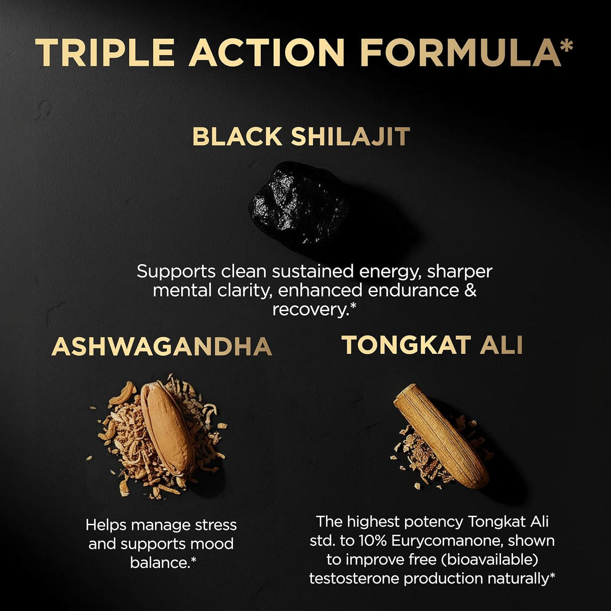 100X Strength Black Shilajit for Men W. 10% Tongkat Ali & Ashwagandha | High Potency Himalayan Shilajit Capsules, Ultra Pure Resin 60% Fulvic Acid - Male Enhancing Supplement Natural Test Booster