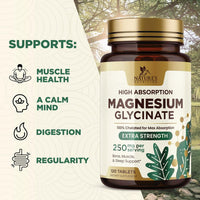 Magnesium Glycinate 250Mg per Serving - 100% Chelated Magnesium Supplement - High Absorption Mag Glycinate Supports Sleep, Heart Health, Bone, & Muscles - Gluten Free, Vegan, USA Bottled - 120 Tablets