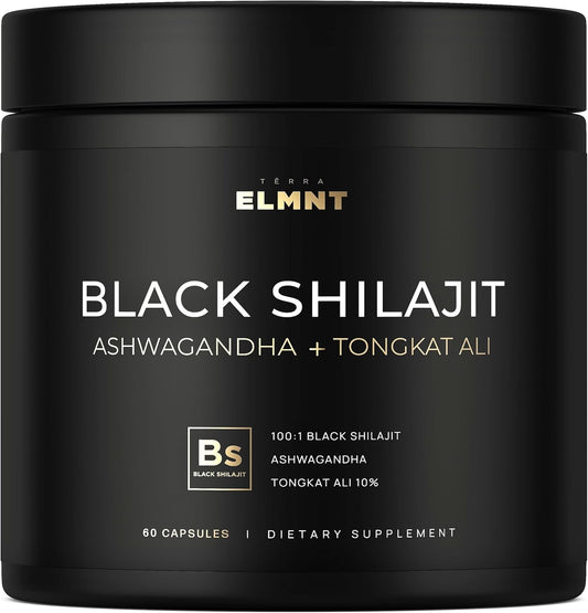 100X Strength Black Shilajit for Men W. 10% Tongkat Ali & Ashwagandha | High Potency Himalayan Shilajit Capsules, Ultra Pure Resin 60% Fulvic Acid - Male Enhancing Supplement Natural Test Booster