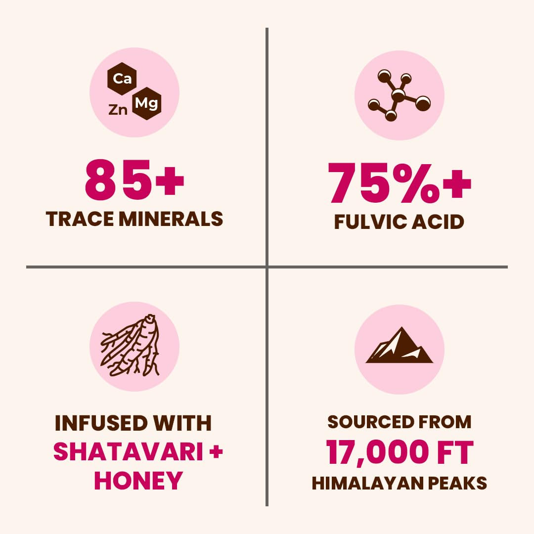 Shilajit Honey Sticks for Women, Shilajitfor Her - Shatavari & Saffron for Hormonal Balance & Energy 12 Sticks – Strawberry | 75%+ Fulvic Acid, 85+ Trace Minerals | Lab Tested